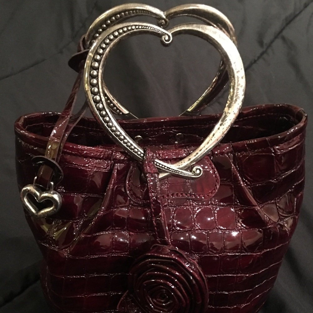 BRIGHTON LEATHER CROC EMBOSSED HANDBAG